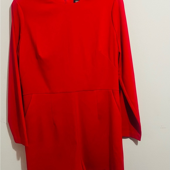 Express Vibrant Red Long Sleeve Romper - Picture 1 of 4